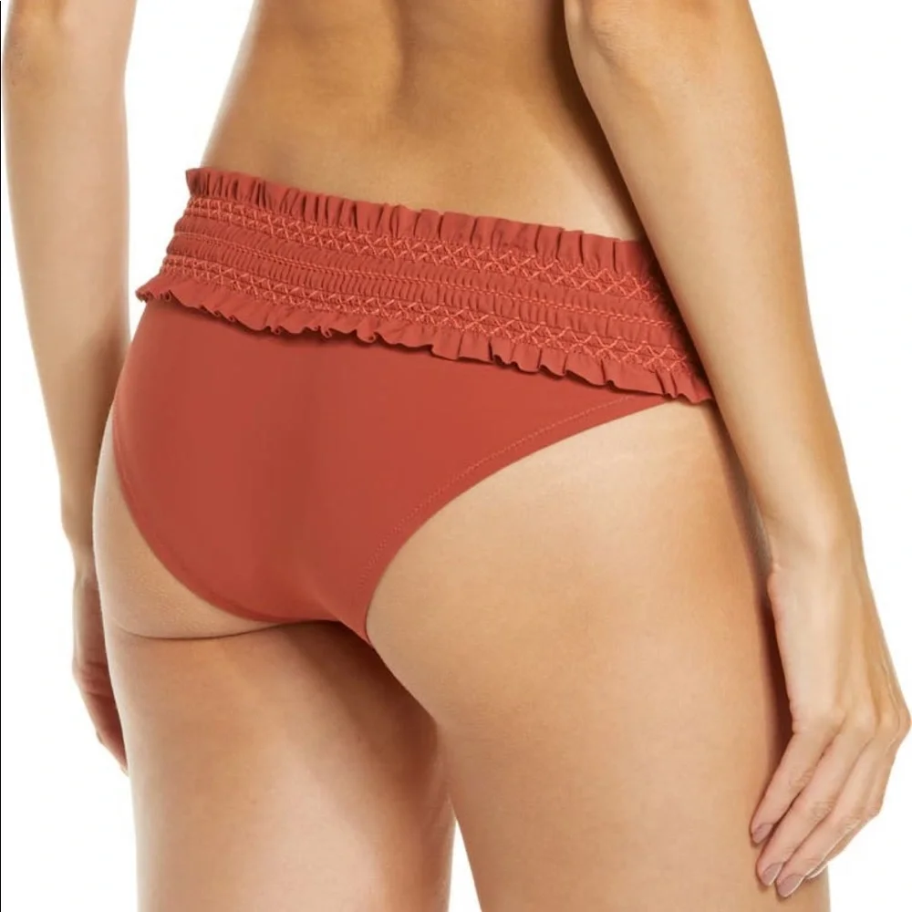 Tory Burch Costa Smocked Hipster Bikini Bottoms